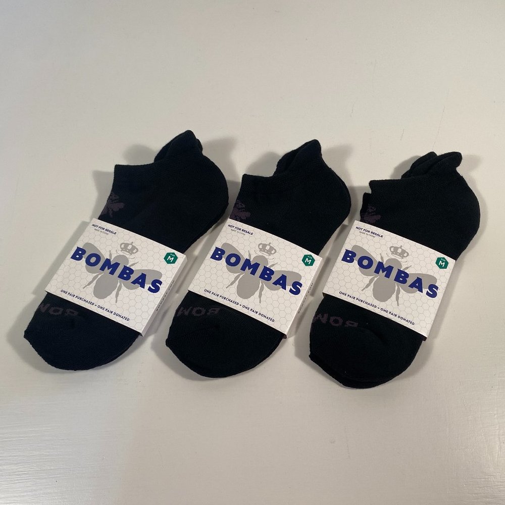 3 Pack Bombas Ankle Socks Size M, New